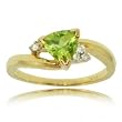 Peridot & Diamond Ring in Solid Yellow Gold Size 7 Trillion Cut