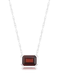 10k White Gold Horizontal Rectangle Pendant Necklace, 18"