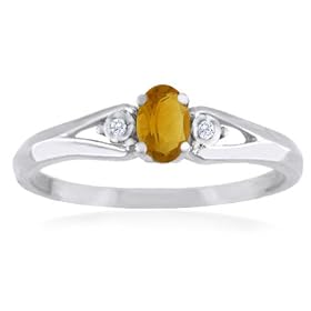 NOVEMBER Birthstone Ring 14k White Gold Citrine Ring