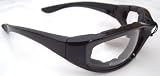 Motorcycle Clear Riding Glasses Sunglasses with Foam and Glossy Shiny Black Frame Plus Carry Bag