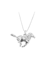 Sterling Silver Three Dimensional Running Mustang Stallion Horse Necklace