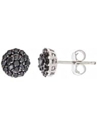 14k White Gold Black Diamond Cluster Studs Earrings (3/4 Cttw, SI Clarity)