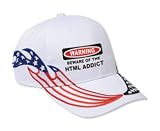 BEWARE OF THE HTML ADDICT Adult USA Flag Racing Flame Hat / Cap