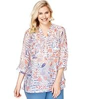 Plus Cotton Rich Diamond Print Blouse with Silk