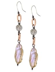 Deanna Hamro Atelier "Siren" Mini Pave Ball with Golden Peach Pearl Earrings
