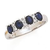 10k White Gold, Diamond & Sapphire Ring (1.06ctw)- Sizes 6-8