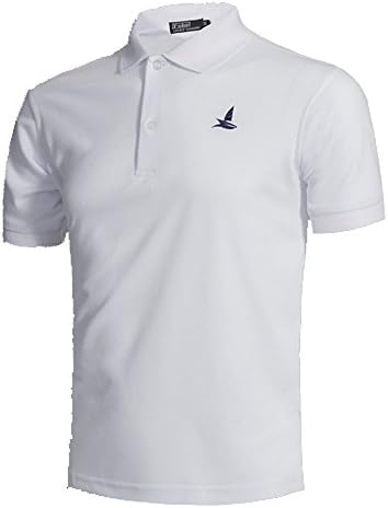 LUCKY SAILING Men's Short Sleeve Sports Golf Polo Shirts Quick Dry T-shirts Tops (Medium, White)