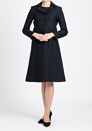 【お受験スーツ】お母様用 ウール混紡 紺 テーラード2段衿アンサンブル NK-1003WL[7~21号]