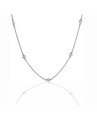 Bling Jewelry 925 Sterling Silver CZ By The Inch Florence Necklace 18in