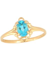 14K Gold Teens Genuine December Birthstone Ring - Blue Topaz (size 5 1/2)