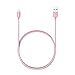 Lightning USB Cable 3ft 1.2m Extra Long Cord Charging for Iphone 6s 6s+ 6plus 6, 5s 5c 5,ipad Air Mini Min2, Ipad 4,ipod 5,ipod 7, Ios9. With Aluminum Connector, Braided Cable Rose Gold