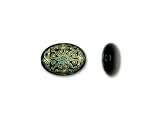 14x20mm Oval Black Onyx Green Ornament