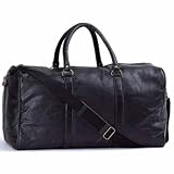 EmbassyTM Black 21 Hand-sewn Pebble Grain Genuine Leather Duffle