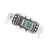 Sterling Silver Rectangle Abalone with Bead Edge Ring