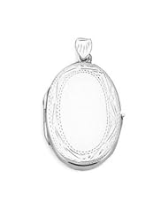 Locket Necklace Oval Flat Etched Floral Sterling Silver, Locket Only