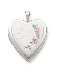 Genuine .925 Sterling Silver 20mm D/C & Enameled Love Heart Locket. 100% Satisfaction Guaranteed.