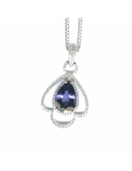 18K White Gold Tanzanite and Diamond Necklace -- LIFETIME WARRANTY