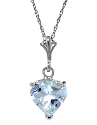 .925 Sterling Silver Pendant Necklace with Genuine Heart Aquamarine