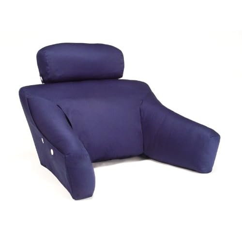 BedLounge Hypoallergenic (Regular Size 100% Cotton Cover Navy Color): The Ultimate Back Wedge Bed Rest Back Support Comfort Reading Pillow