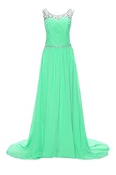 A-line  Sequined  Sheer Sleeveless Bateau Neck Chiffon Evening Dress/Prom Dress/Party Dress  With Rhinestones and Ruffles