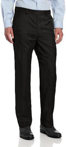 Savane Men's Select Edition Crosshatch Flat Front Dress Pant, Black, 38x34
