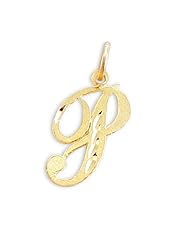 Cursive P Letter Pendant 14k Yellow Gold Initial Solid