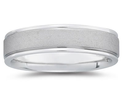 6 mm Brushed Center Comfort-Fit Men's Wedding Band in 14k White Gold