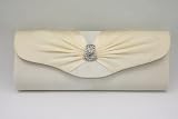 LADIES SATIN EVENING WEDDING PROM Ivory PARTY CLUTCH BAG