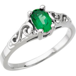 May 14K White Gold Teen Imitation Birthstone Ring
