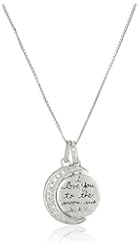 Sterling Silver Two-Piece Diamond Accent Moon "I Love You to the Moon and Back" Pendant Necklace, 18"