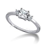 Search : 14K White Gold Engagement Ring - 0.65CT Princess Cut Diamond Ring(H-I Color, I1 Clarity), All Sizes Available