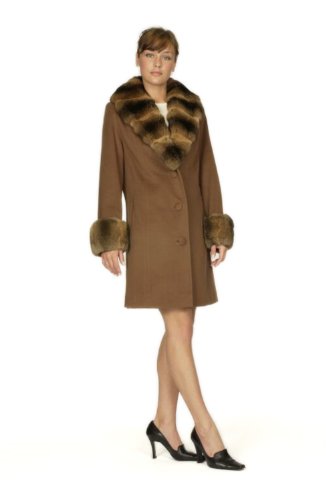 100% 17 Ounce Loro Piana Cashmere Slightly Fitted 3/4 Coat w/Dyed Matching Chinchilla Shawl Collar & Cuffs USA Made