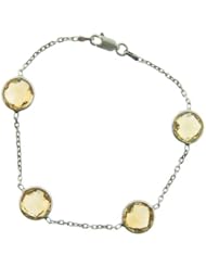 O&G Australia Natural Citrine, Rhodium Plated 925 Sterling Silver Bracelet