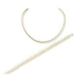 Sterling Silver Freshwater Cult. Button Pearl Bracelet & Necklace Set