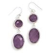 French Wire Earrings with Round and Oval Faceted Amethyst Drop