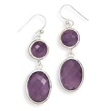 French Wire Earrings with Round and Oval Faceted Amethyst Drop