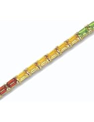 14k Gold Rainbow Semi-Precious Tennis Rainbow Bracelet (13.5 cts.tw )