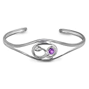 Amethyst Flower Sterling Silver Cuff Bracelet