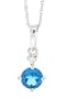 0.64ct 5MM Blue Topaz Pendant with Diamonds in 14Kt White Gold w/chain