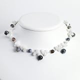 Sterling Silver Agate/White Jade Necklace - 16 Inch