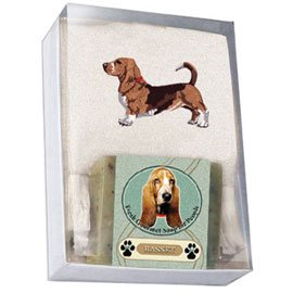 Single Gift Box with Basset Hound Soap & Towel