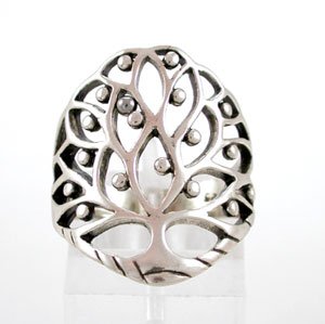 Large Sterling Silver Celtic Tree of Life Ring 