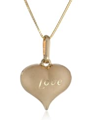 14k Yellow Gold Heart "Love" Pendant Necklace, 18"