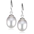 Sakura Pearl - AM001 - Boucles d'oreilles pendantes - Argent 925/1000 rhodi� - perle de culture d'eau douce