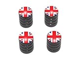 Great Britain Flag - Tire Rim Valve Stem Caps - Black