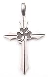 IRISH CLOVER Celtic Cross Real Pewter PENDANT Necklace