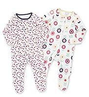 2 Pack Pure Cotton Spotted & Floral Sleepsuits