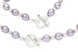 Cultured Lilac and White Pearl Necklace and Bracelet Set with Sterling Silver Clasp