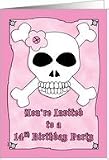 Birthday Party 14 Invitation Pirate Skull Crossbones Pink Card Birthday Party 14 Invitation Pirate Skull Crossbones Pink Card