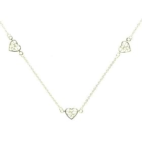 18Kt Gold over Sterling Silver Filigree Heart Anklet 9-10in by 